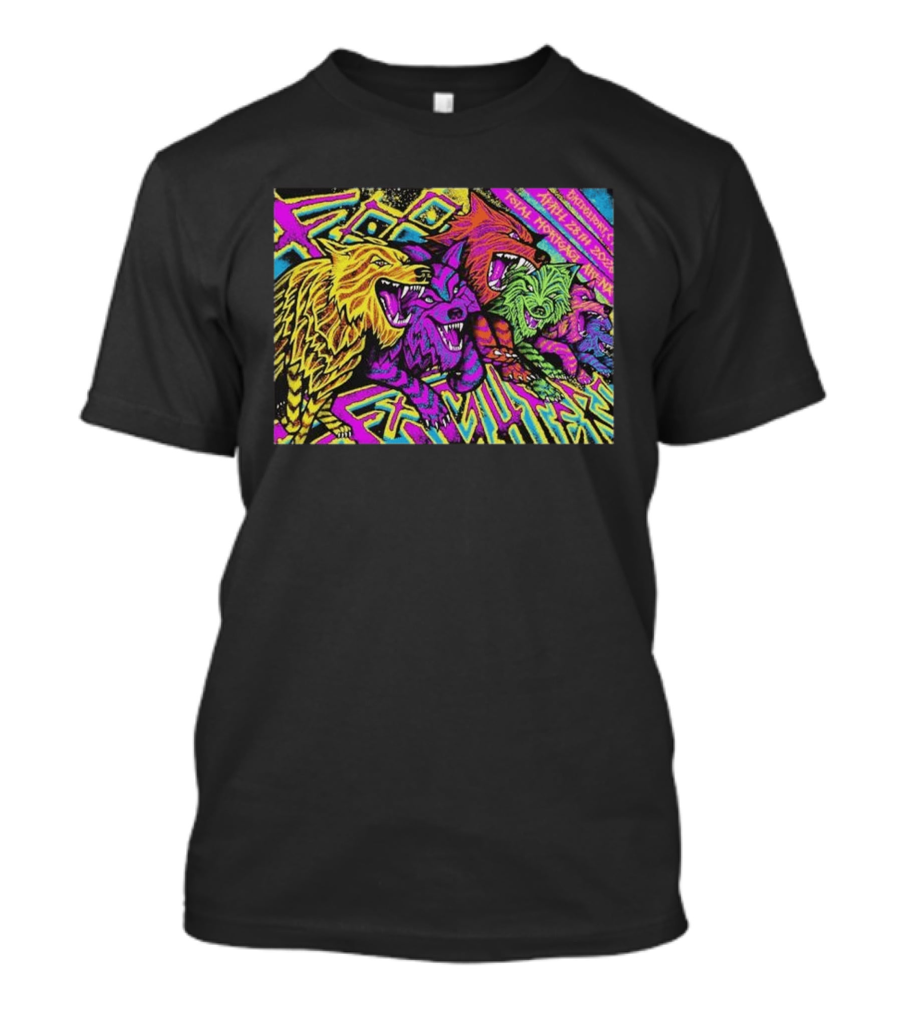 Foo Fighters Bridgeport April 28 2026 Total Nightmare Neon Wolves T-Shirt