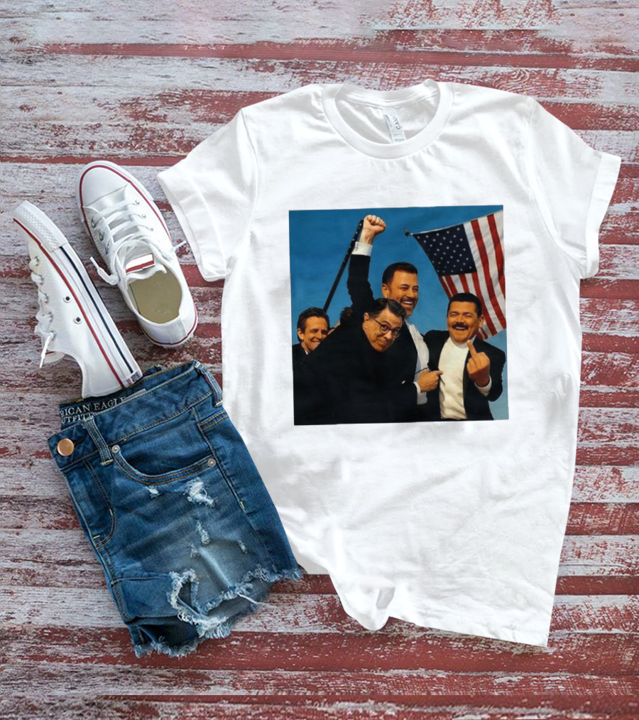 Jimmy Kimmel Stephen Colbert Seth Meyers American Flag Comedy Showdown T-Shirt