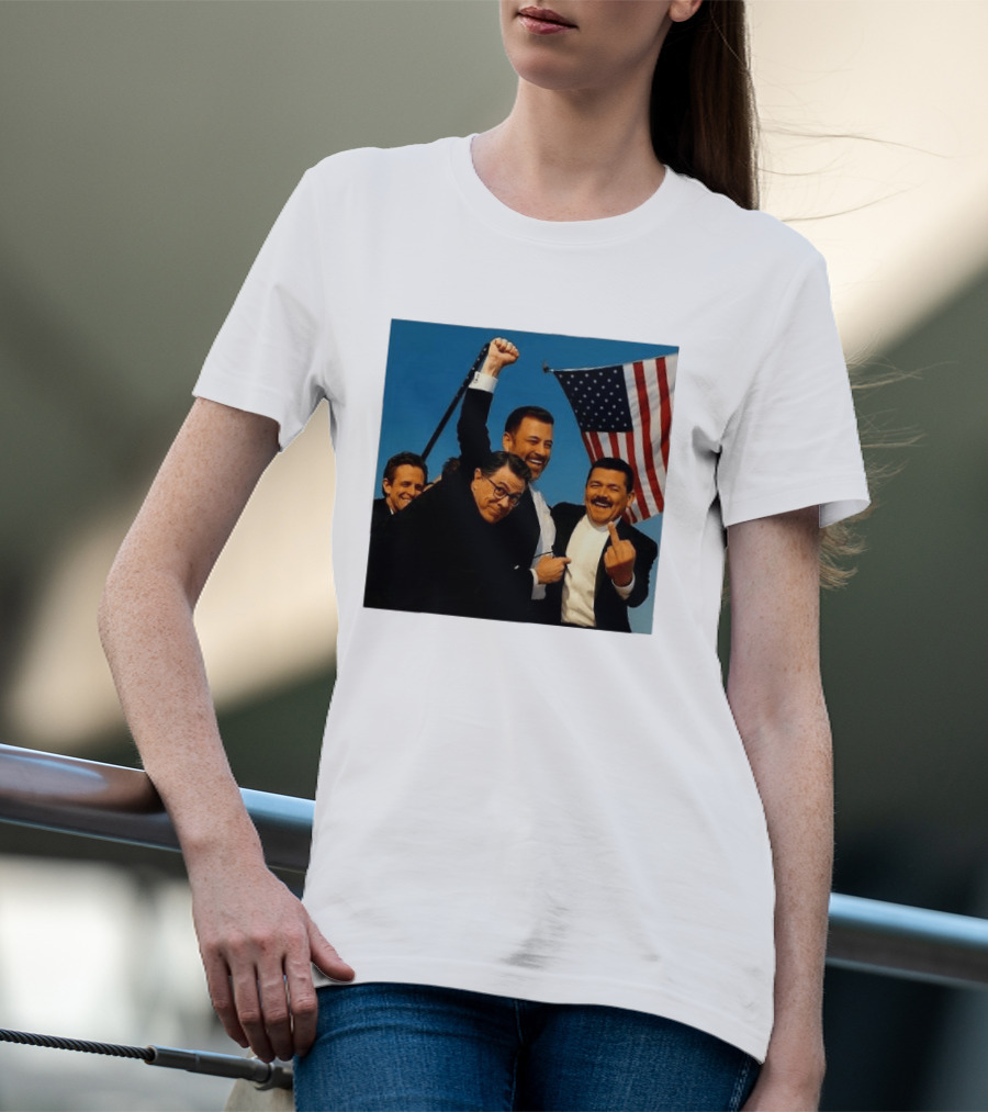 Jimmy Kimmel Stephen Colbert Seth Meyers American Flag Comedy Showdown T-Shirt