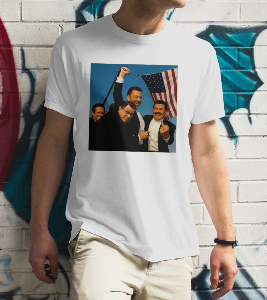 Jimmy Kimmel Stephen Colbert Seth Meyers American Flag Comedy Showdown T-Shirt