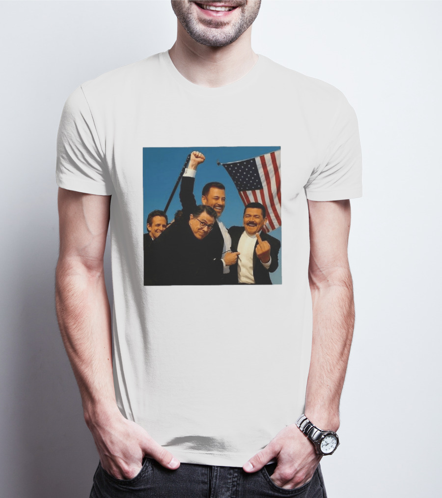 Jimmy Kimmel Stephen Colbert Seth Meyers American Flag Comedy Showdown T-Shirt