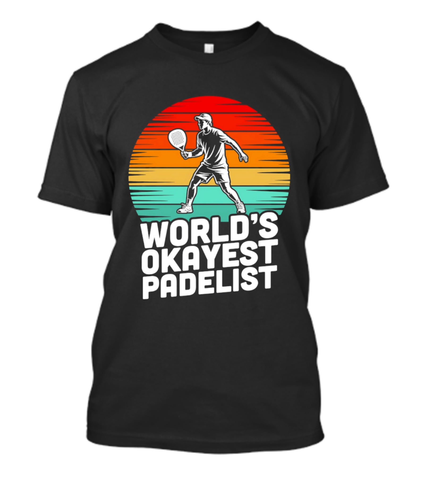World's Okayest Padelist Retro Sunset Paddle Player T-Shirt
