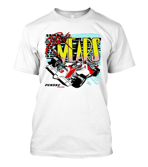 Rick Mears 90s Neon Penske Racing Car Number 3 And 5 T-Shirt