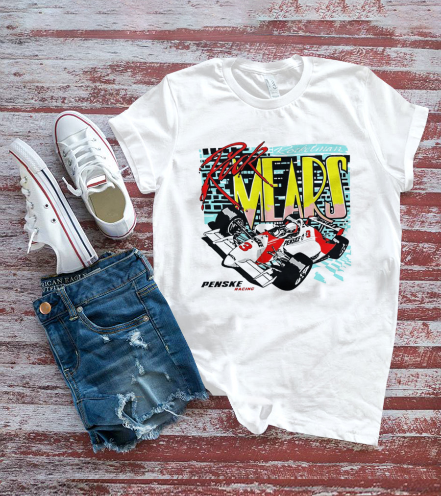 Rick Mears 90s Neon Penske Racing Car Number 3 And 5 T-Shirt