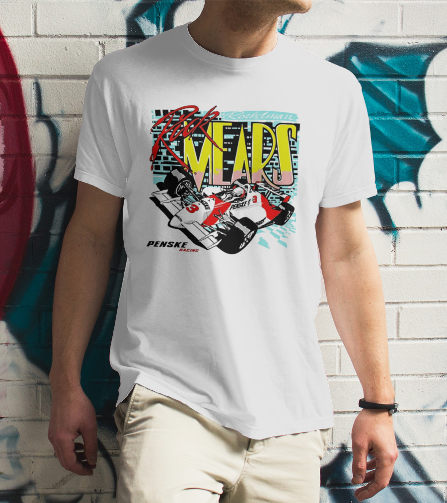 Rick Mears 90s Neon Penske Racing Car Number 3 And 5 T-Shirt