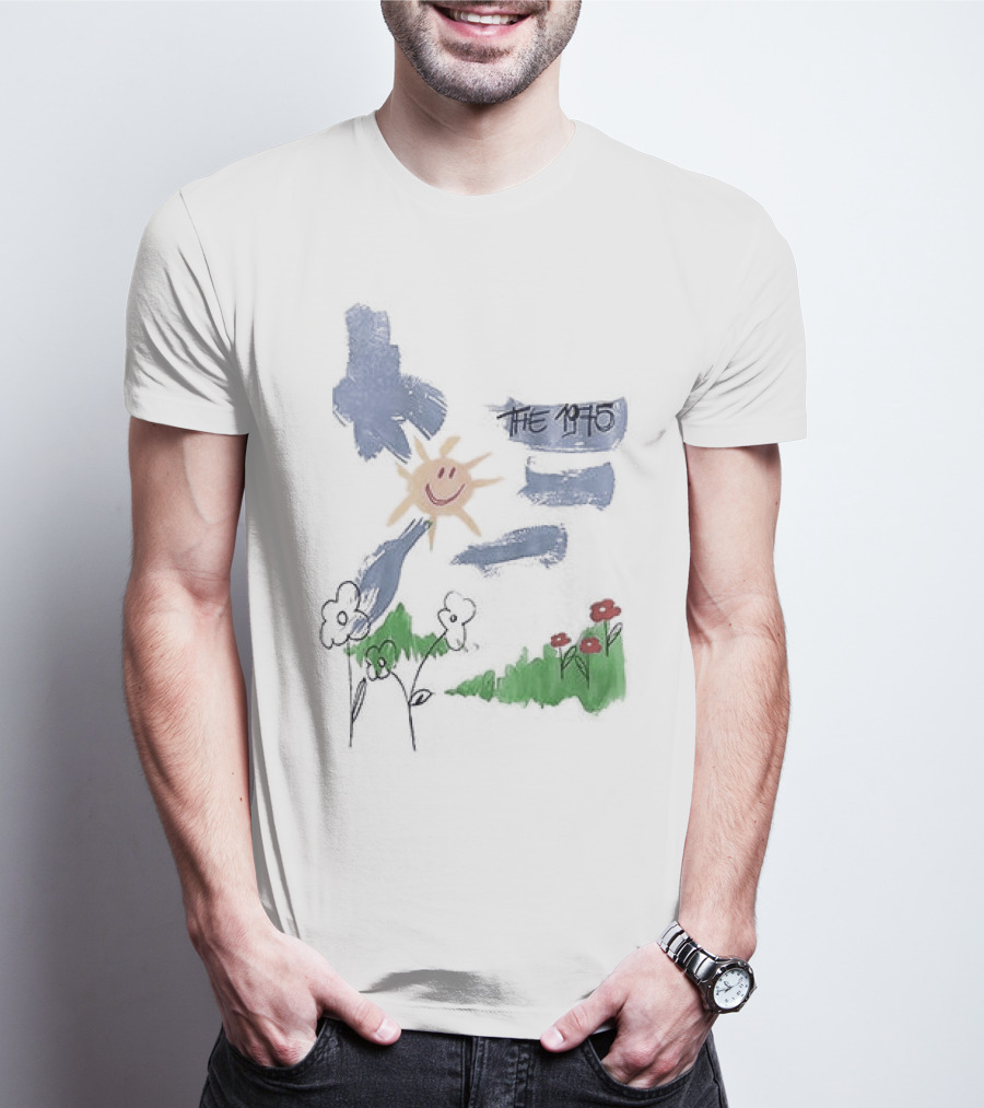 The 1975 Doodle Happy Sun And Flowers T-Shirt