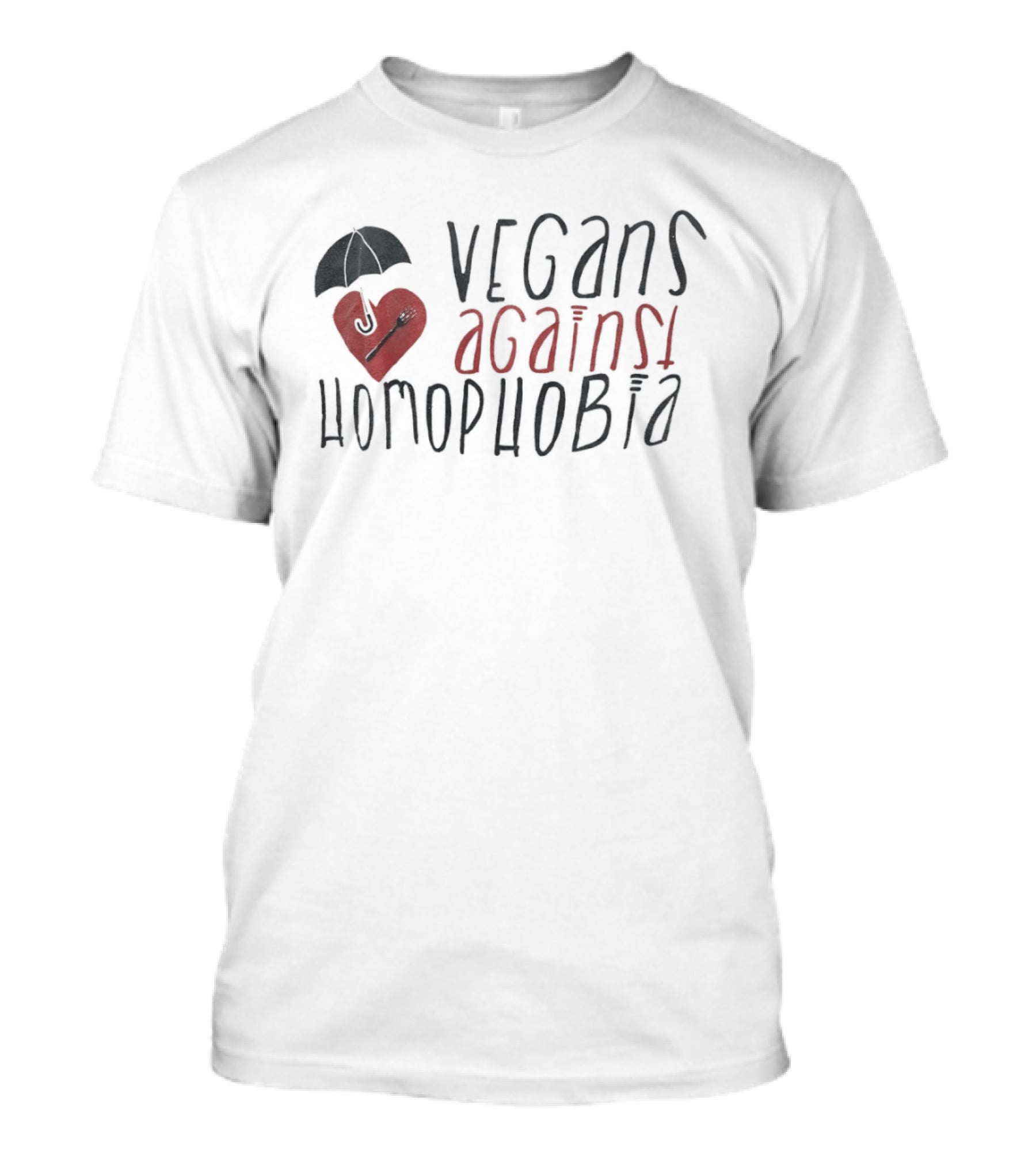 Vegans Against Homophobia Heart Umbrella Fork Spoon T-Shirt