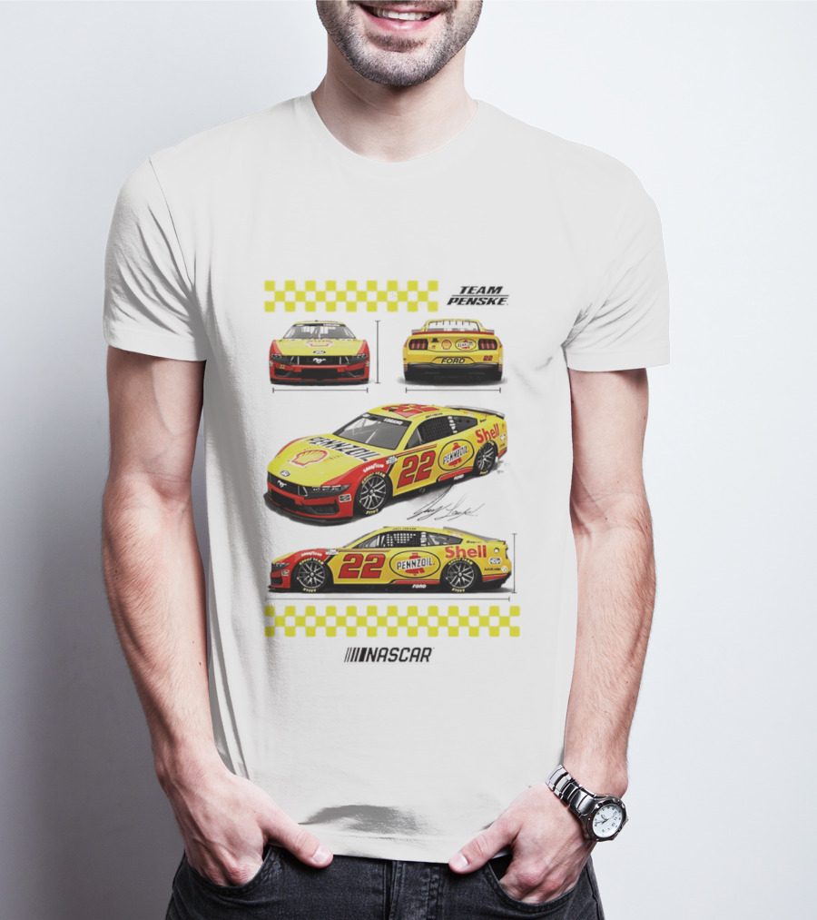Joey Logano Pennzoil Shell 22 Ford Mustang NASCAR Team Penske Racing T-Shirt
