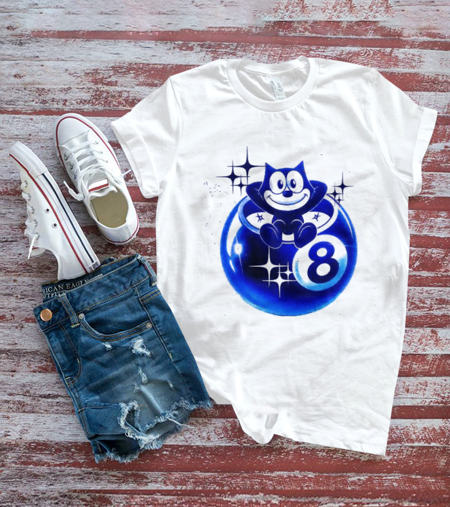 Felix The Cat Vintage Classic Figure Eight Ball Stars T-Shirt