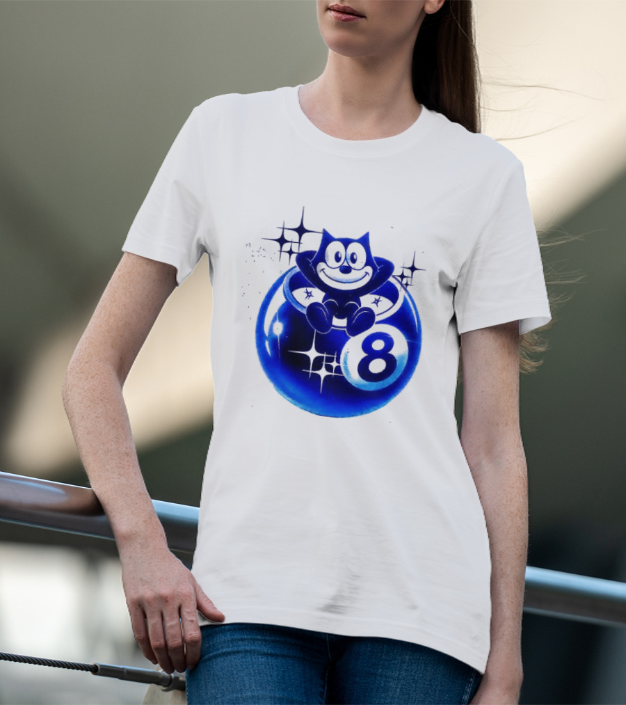 Felix The Cat Vintage Classic Figure Eight Ball Stars T-Shirt