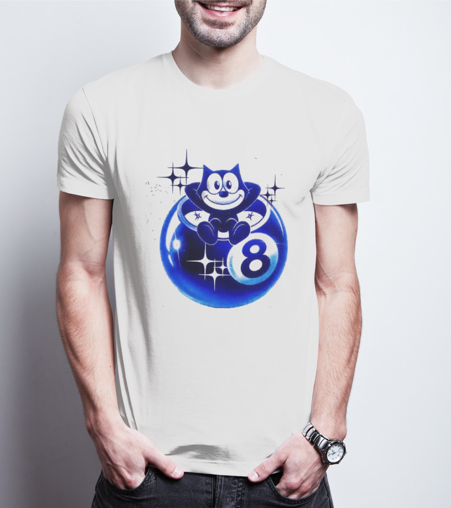 Felix The Cat Vintage Classic Figure Eight Ball Stars T-Shirt