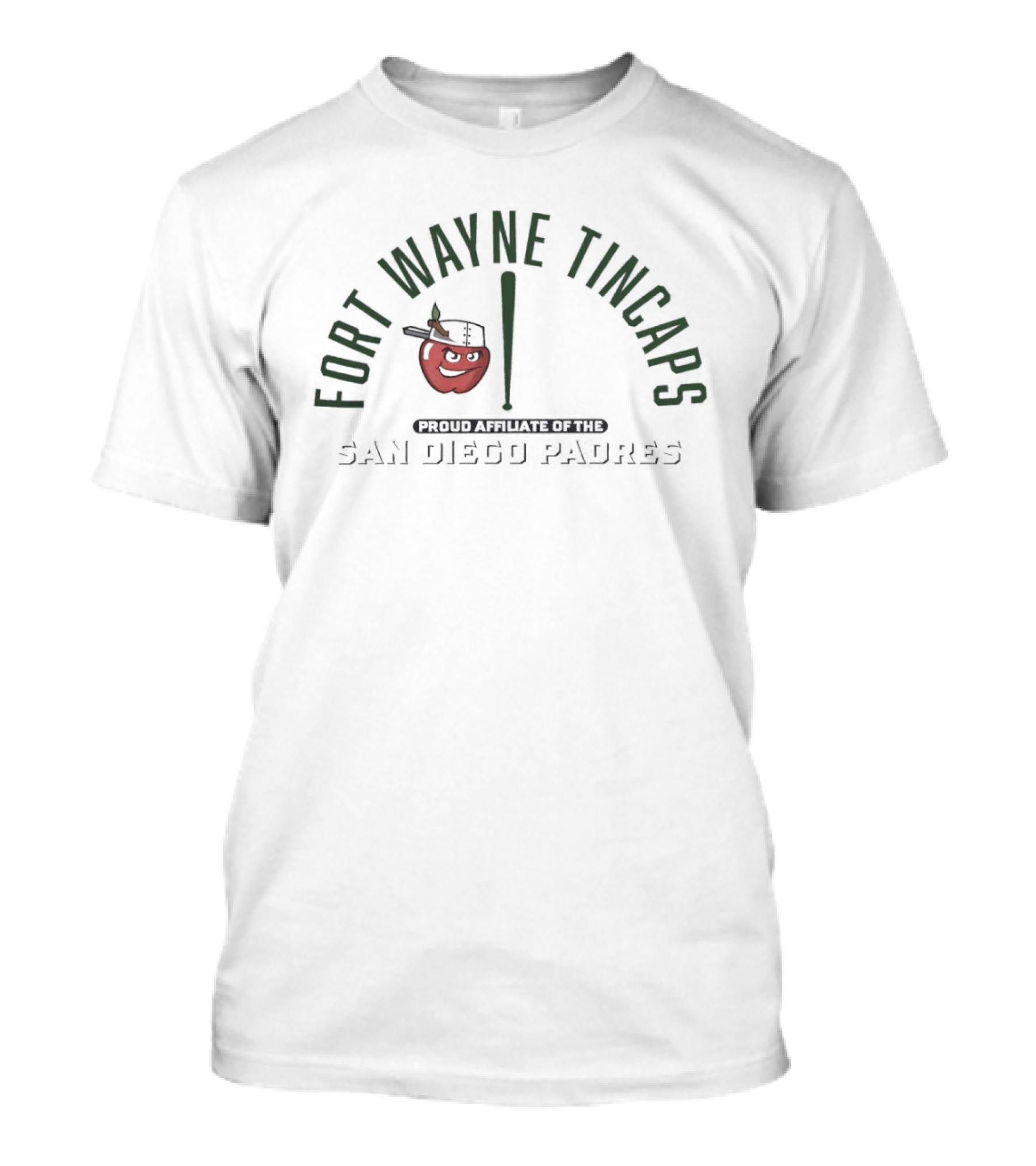 Fort Wayne TinCaps San Diego Padres Affiliate Red Apple Bat T-Shirt