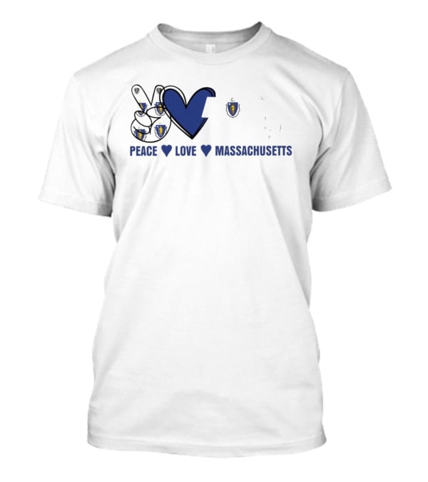 Peace Love Massachusetts With State Map T-Shirt