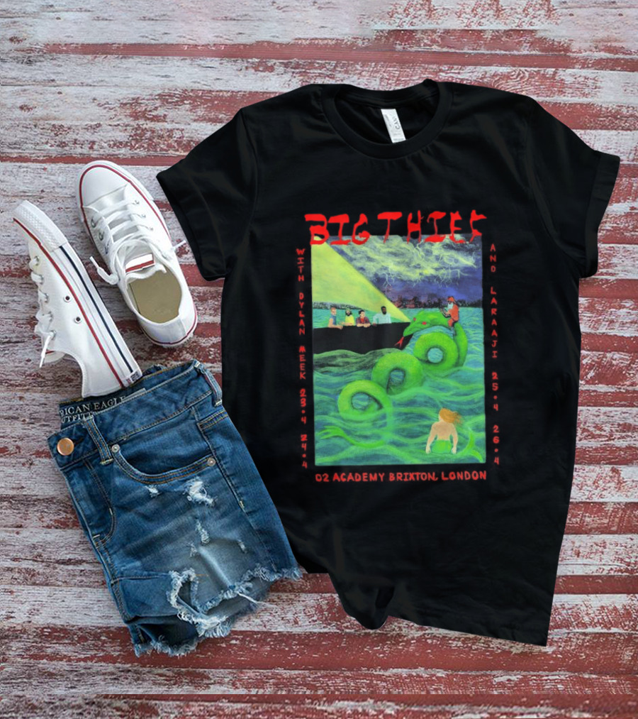 Big Thief Apr 23 2026 London Tour With Sea Serpent And Boat Scene T-Shirt