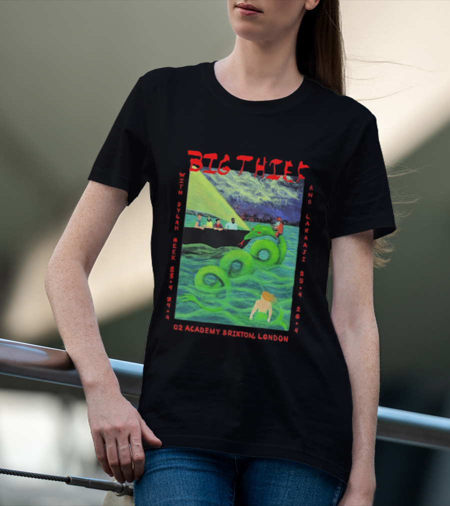 Big Thief Apr 23 2026 London Tour With Sea Serpent And Boat Scene T-Shirt