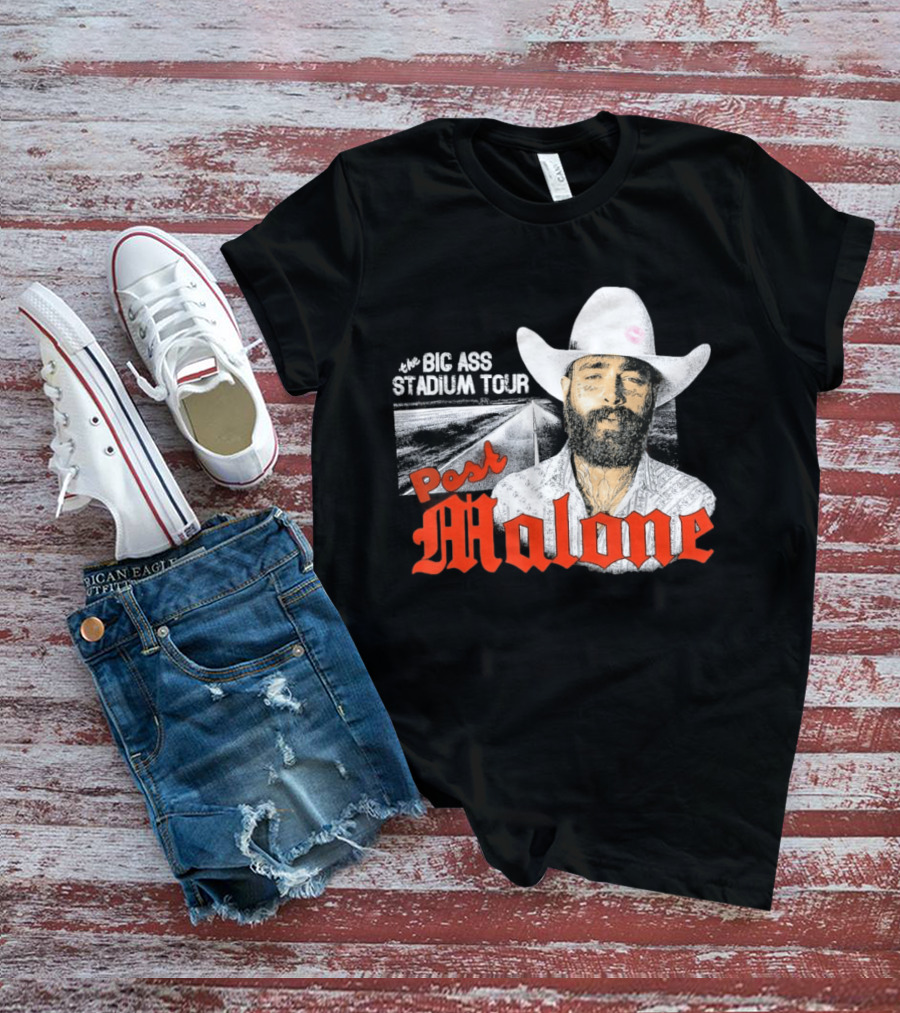Post Malone Big Ass Stadium Tour Cowboy Hat Tattoo T-Shirt