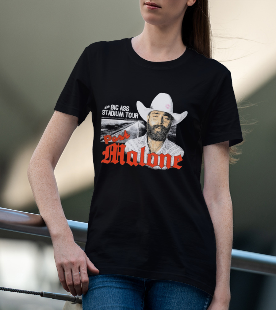 Post Malone Big Ass Stadium Tour Cowboy Hat Tattoo T-Shirt