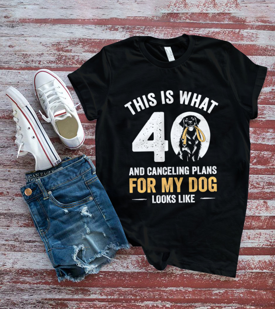 This Is What 40 And Canceling Plans For My Dog Looks Like 40th Birthday T-Shirt