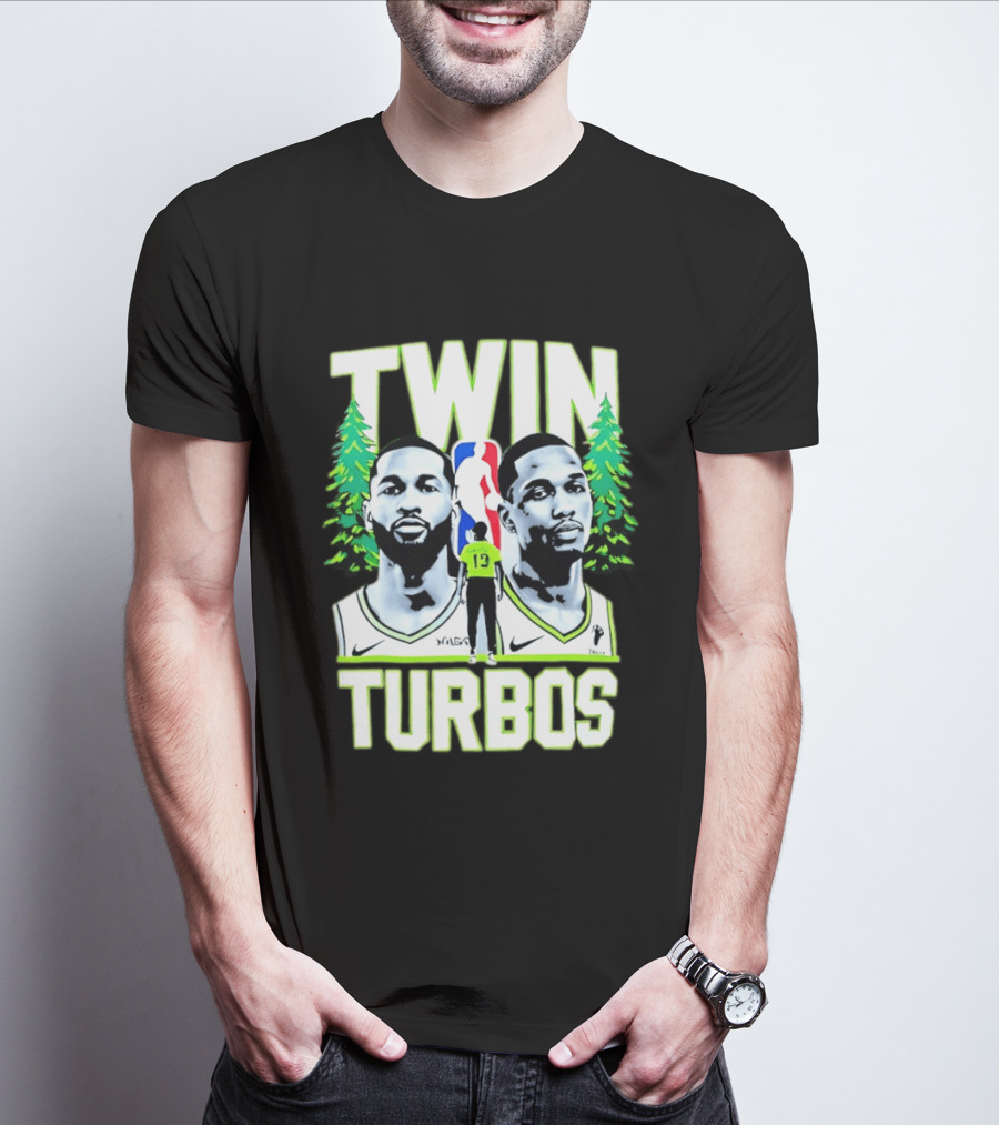 Twin Turbos Minnesota Timberwolves NBA Basketball Player Portraits T-Shirt