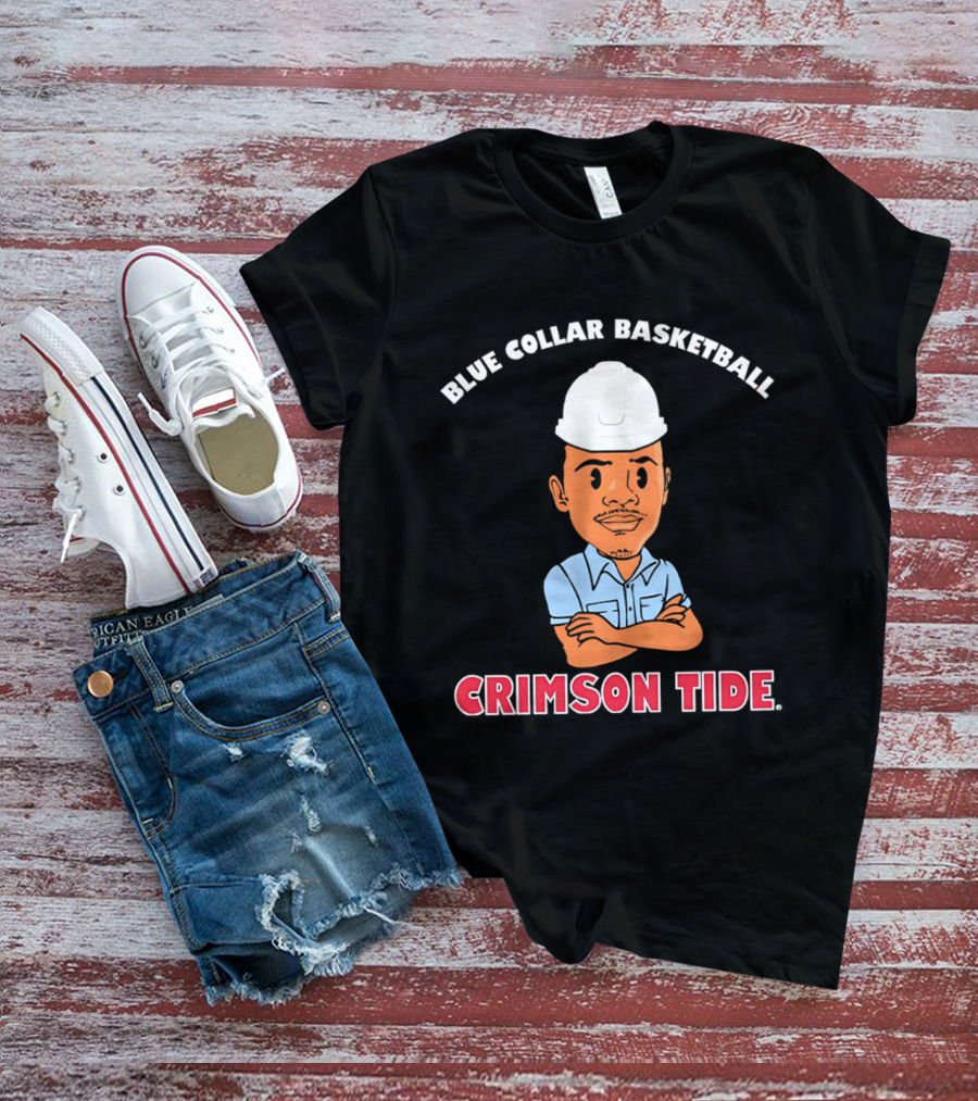 Crimson Tide Blue Collar Basketball Caricature T-Shirt