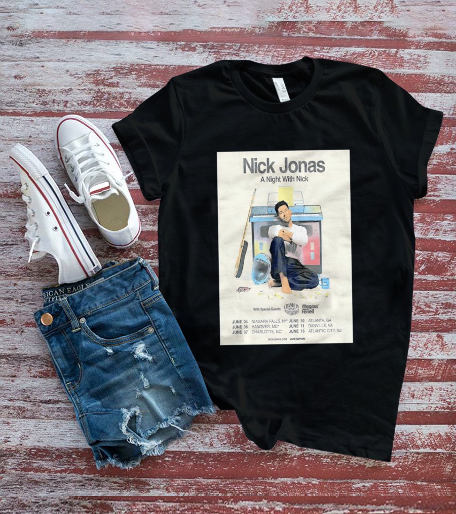 Nick Jonas A Night With Nick Tour 2026 Franklin Jonas Magnus Ferrell Live Nation T-Shirt