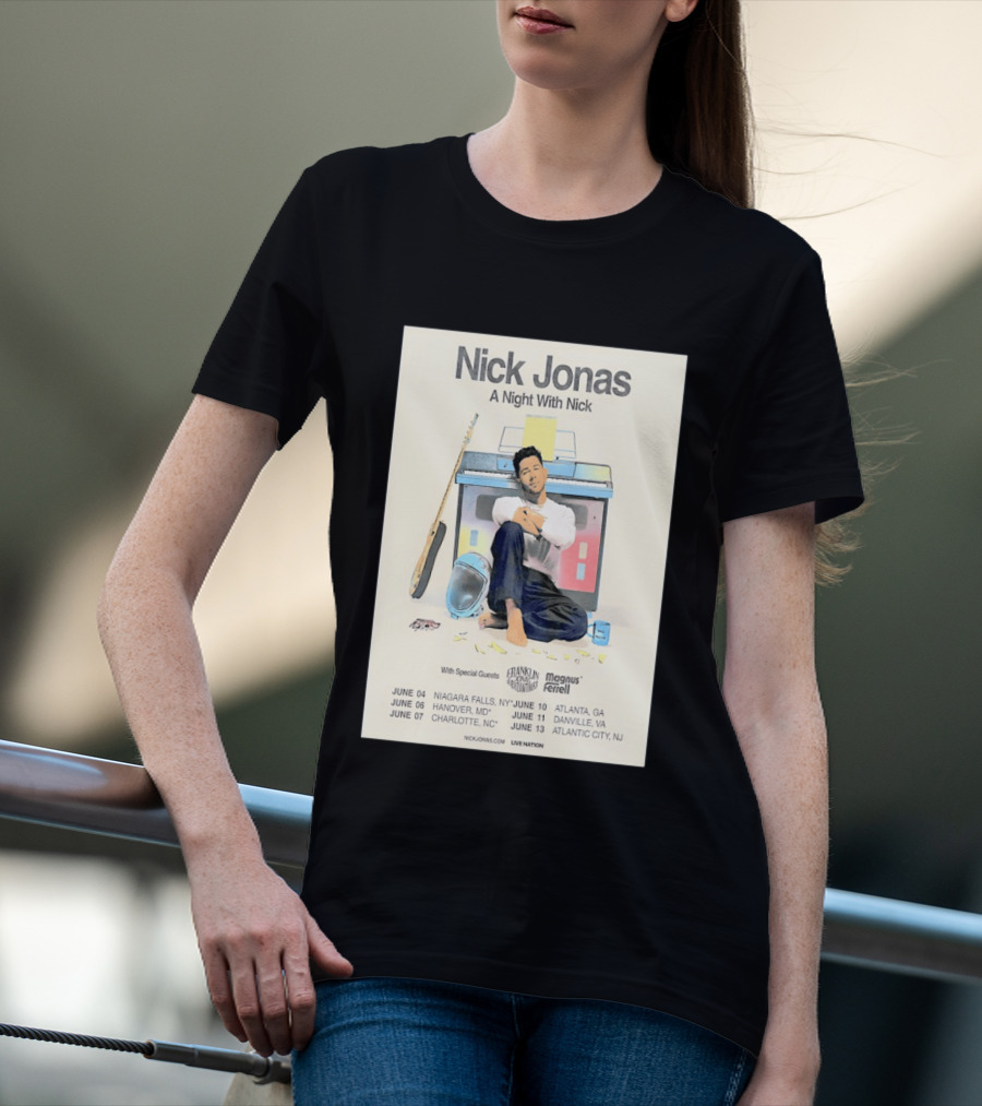 Nick Jonas A Night With Nick Tour 2026 Franklin Jonas Magnus Ferrell Live Nation T-Shirt