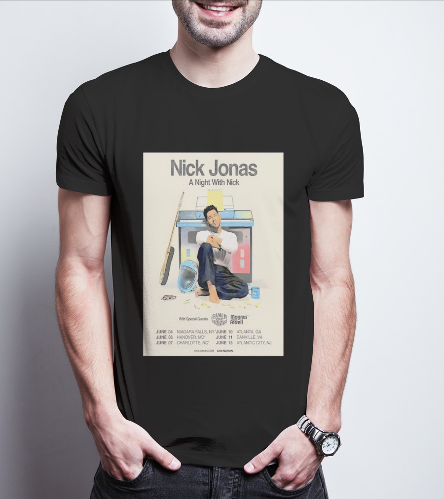 Nick Jonas A Night With Nick Tour 2026 Franklin Jonas Magnus Ferrell Live Nation T-Shirt