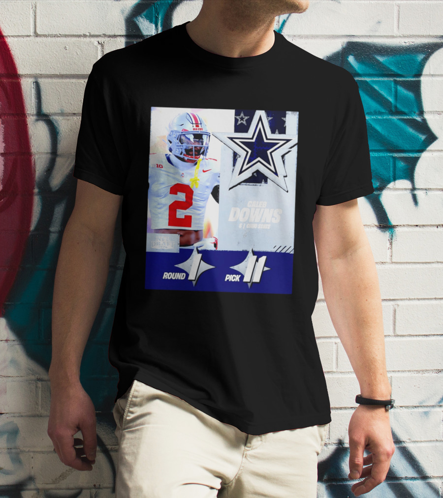Dallas Cowboys Round 1 Pick 11 Caleb Downs Ohio State NFL Draft 2026 T-Shirt