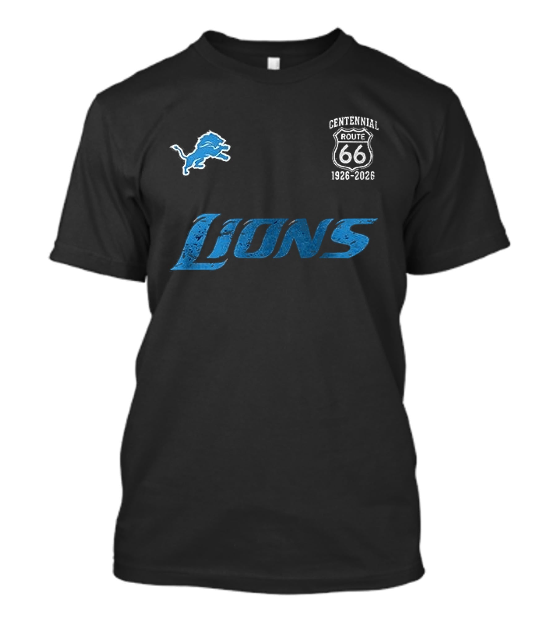 Detroit Lions Centennial Route 66 1926 2026 100th Anniversary T-Shirt