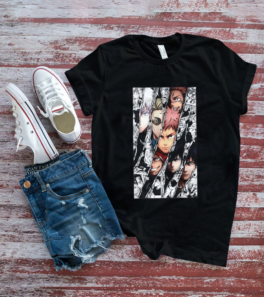 Jujutsu Kaisen Manga Characters Panel Split Burst T-Shirt