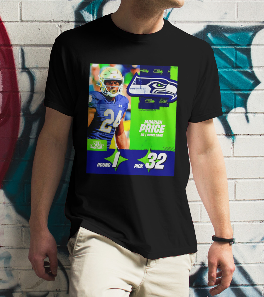 Seahawks Jadarian Price NFL Draft 2026 Round 1 Pick 32 Notre Dame T-Shirt
