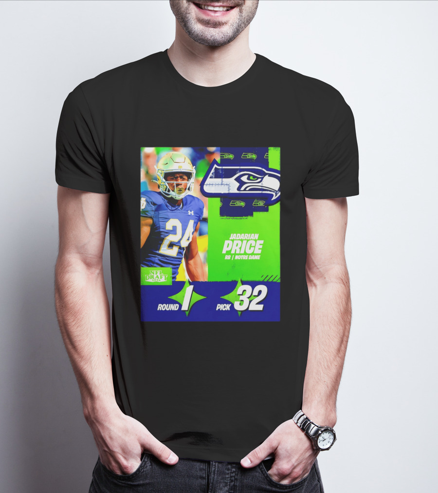 Seahawks Jadarian Price NFL Draft 2026 Round 1 Pick 32 Notre Dame T-Shirt