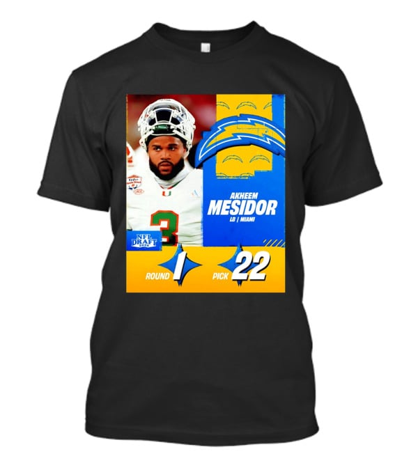 NFL Draft 2026 Los Angeles Chargers Akheem Mesidor Round 1 Pick 22 T-Shirt