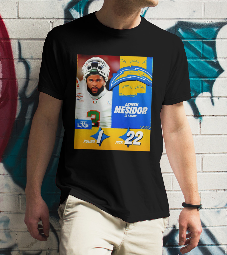 NFL Draft 2026 Los Angeles Chargers Akheem Mesidor Round 1 Pick 22 T-Shirt