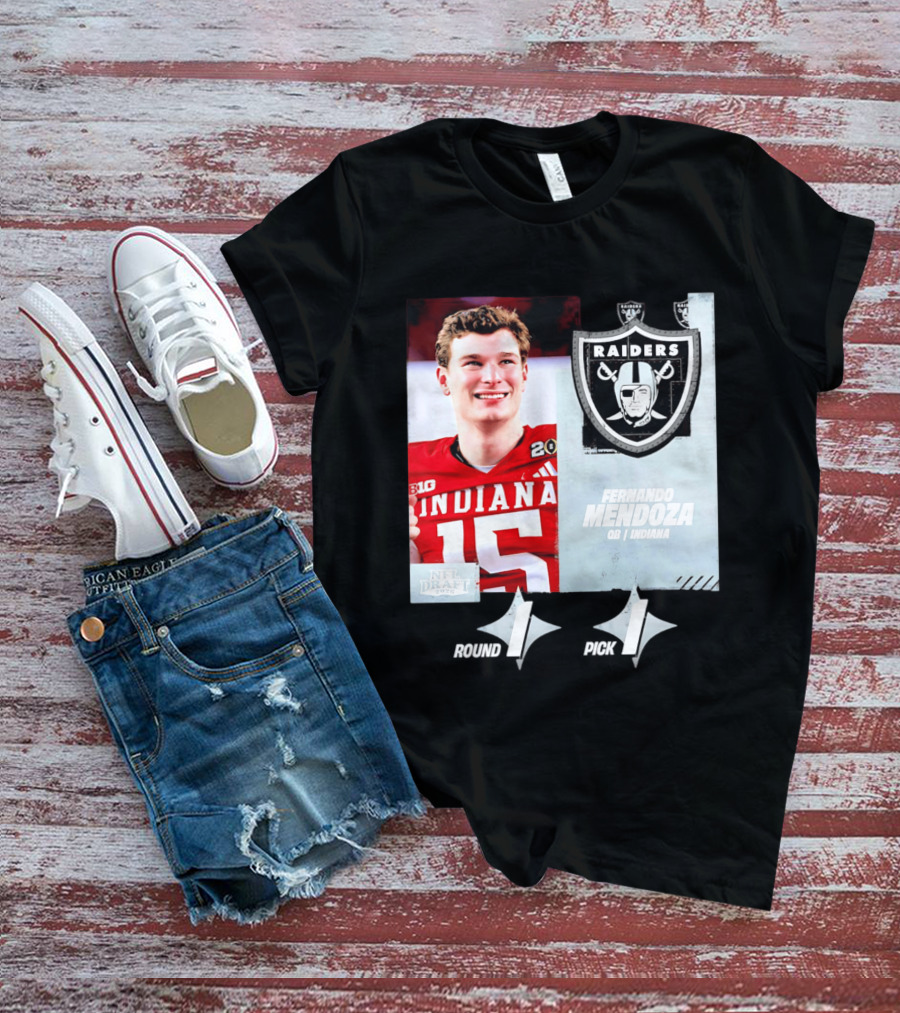 Fernando Mendoza QB Indiana Las Vegas Raiders Round 1 Pick 1 NFL Draft 2026 T-Shirt