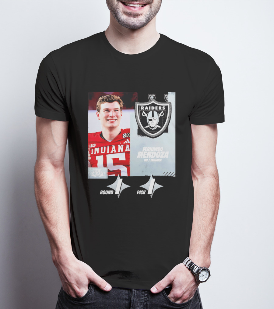 Fernando Mendoza QB Indiana Las Vegas Raiders Round 1 Pick 1 NFL Draft 2026 T-Shirt