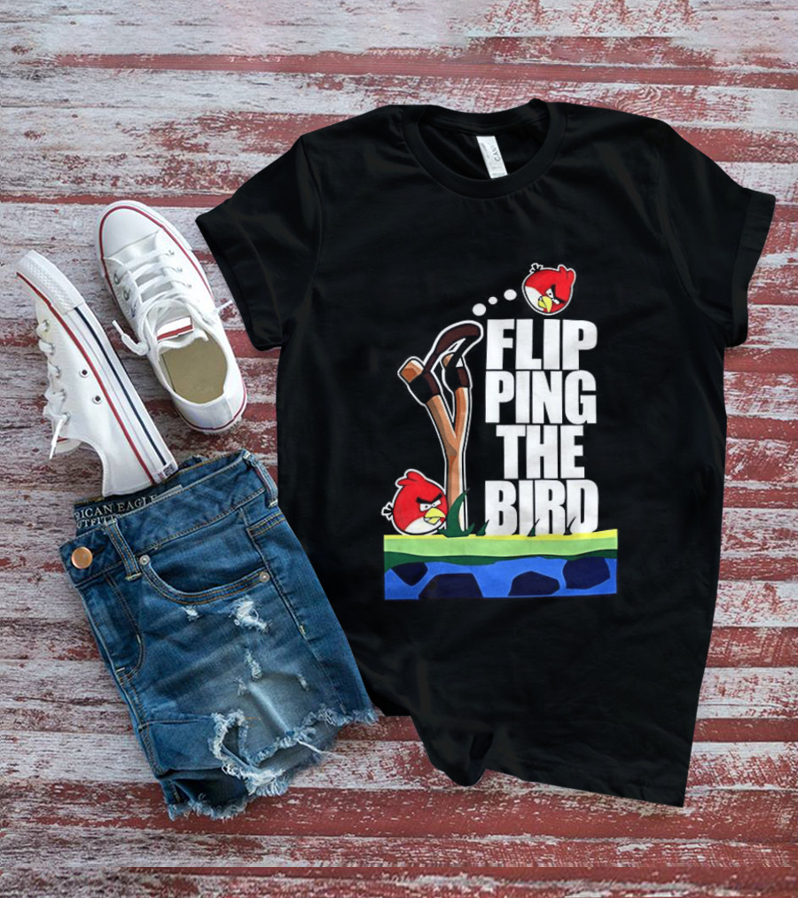 Flipping The Bird Angry Slingshot Birds T-Shirt