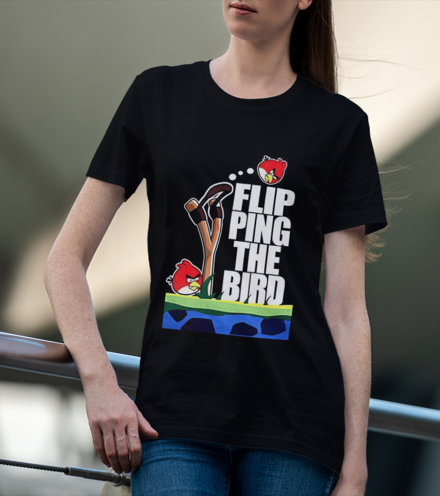 Flipping The Bird Angry Slingshot Birds T-Shirt