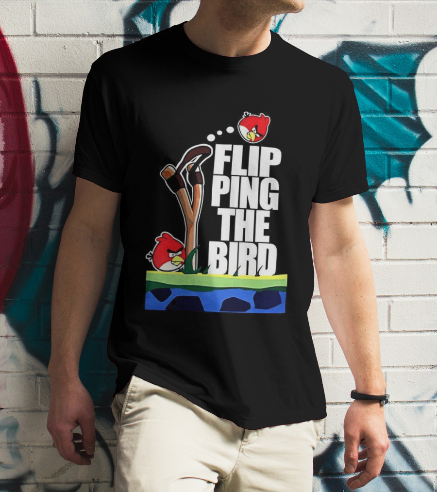 Flipping The Bird Angry Slingshot Birds T-Shirt