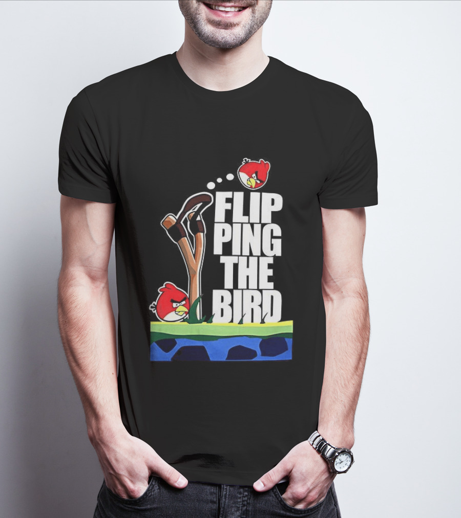 Flipping The Bird Angry Slingshot Birds T-Shirt