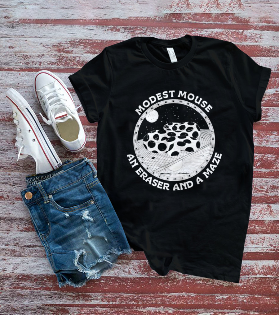 Modest Mouse An Eraser And A Maze Circle Moon Stars Maze T-Shirt