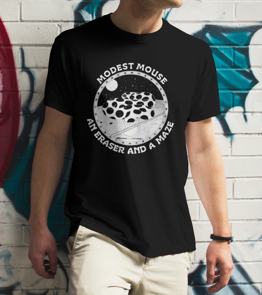 Modest Mouse An Eraser And A Maze Circle Moon Stars Maze T-Shirt