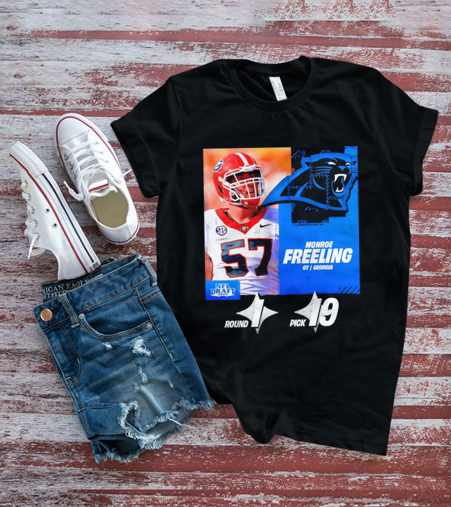 Monroe Freeling Georgia OT Round 1 Pick 19 Carolina Panthers 2026 NFL Draft T-Shirt