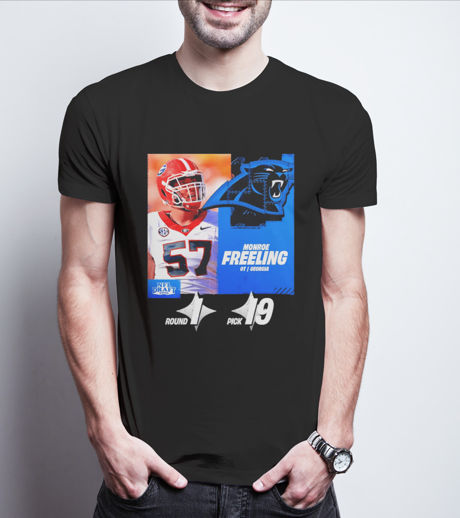 Monroe Freeling Georgia OT Round 1 Pick 19 Carolina Panthers 2026 NFL Draft T-Shirt