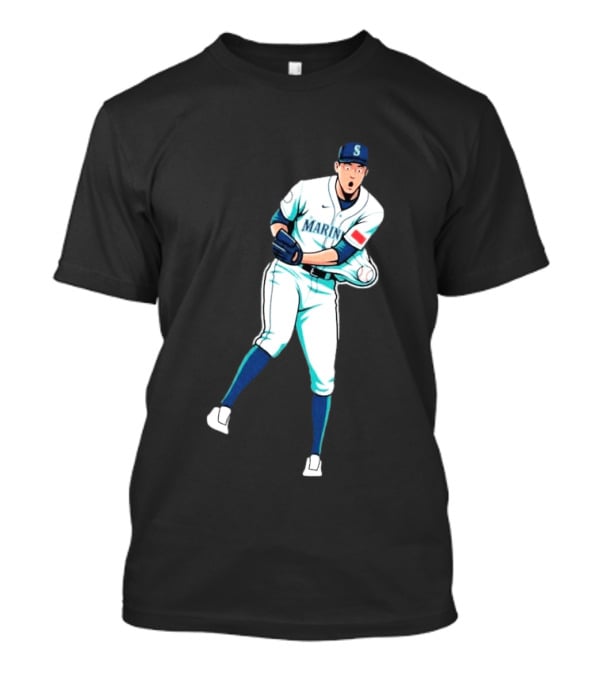 Mariners Gogan Gilbert Baseball Pitcher Action Scene T-Shirt