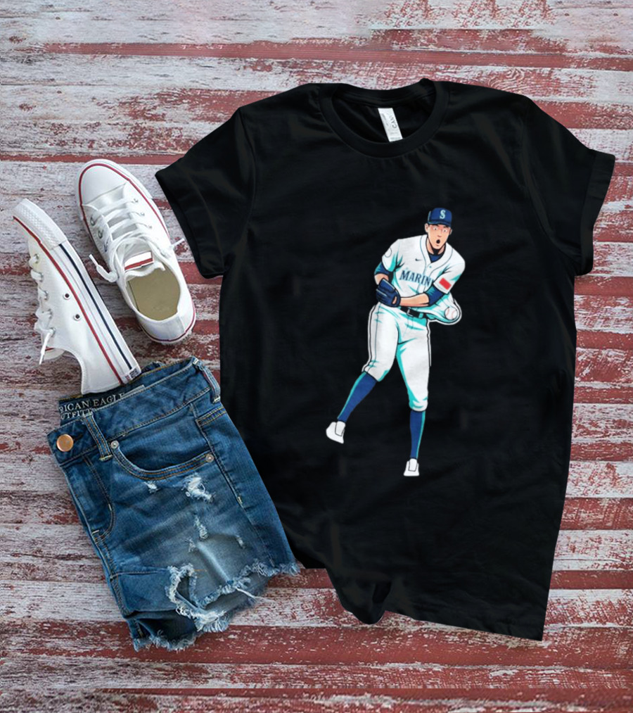 Mariners Gogan Gilbert Baseball Pitcher Action Scene T-Shirt