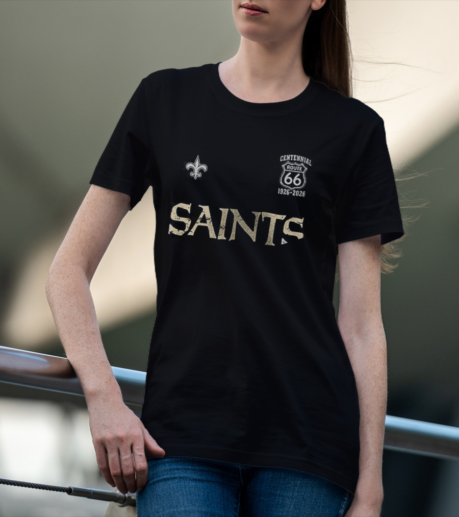 New Orleans Saints Route 66 Centennial 100th Anniversary Fleur De Lis T-Shirt