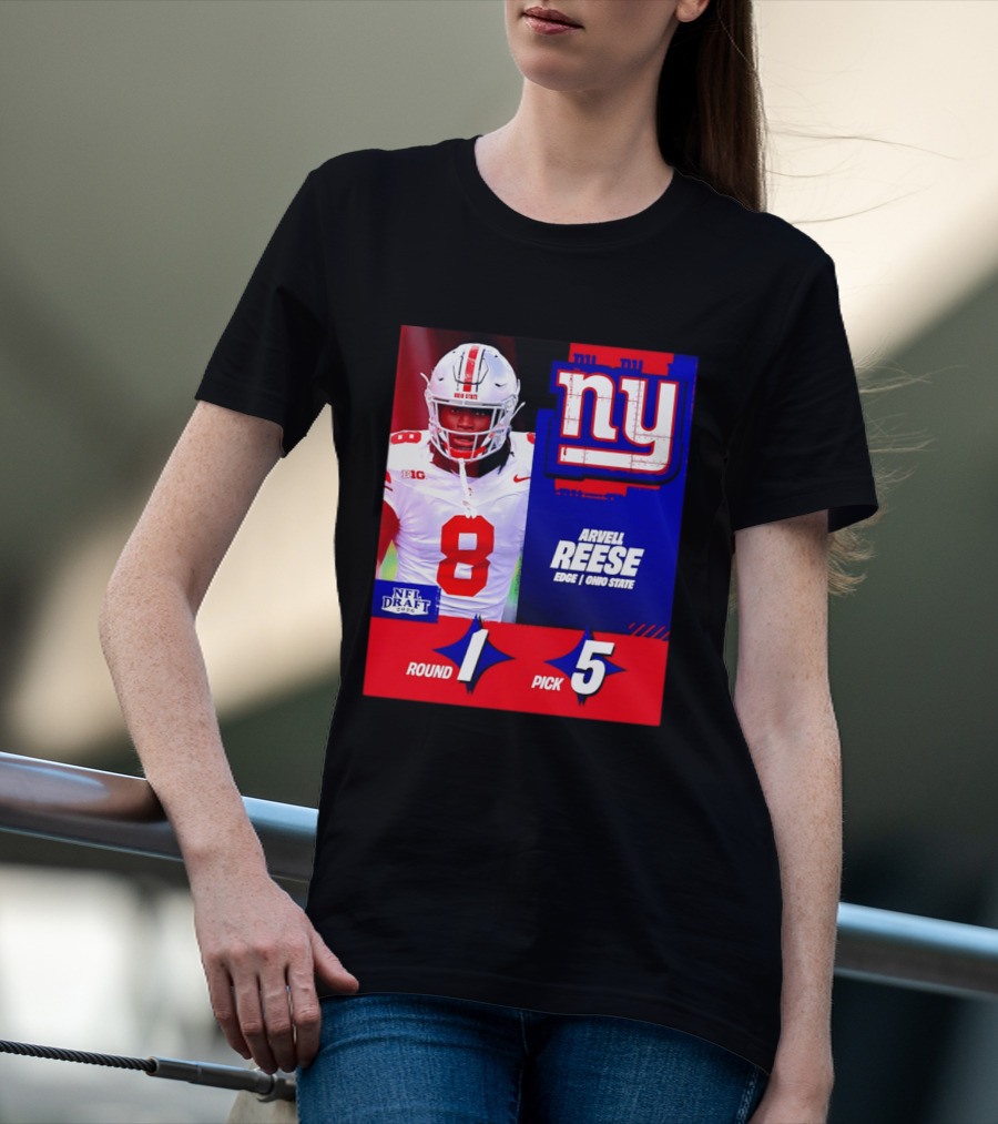 New York Giants NFL Draft 2026 Arvell Reese Ohio State Round 1 Pick 5 T-Shirt