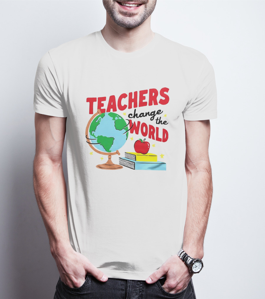 Teachers Change The World Globe Book Apple T-Shirt