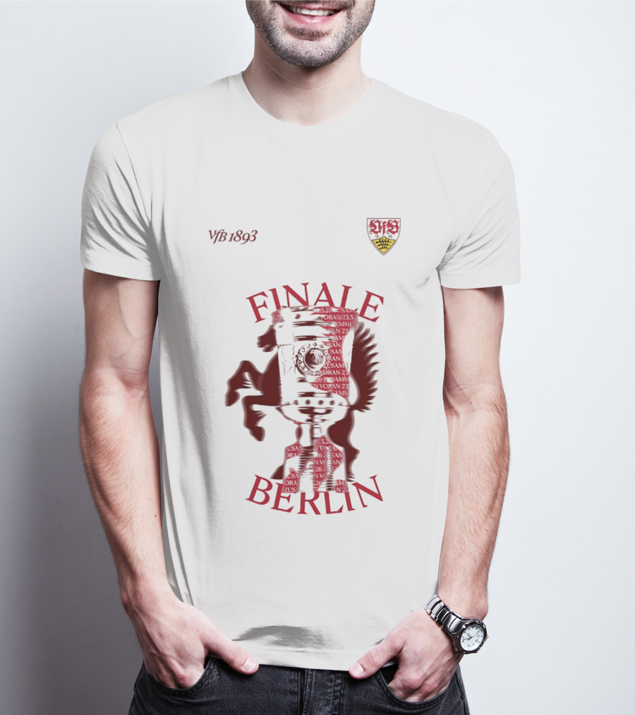 VfB 1893 Finale Berlin 2026 DFB Pokal Final Iconic Team Crest Featuring Red Trophy And Horse T-Shirt